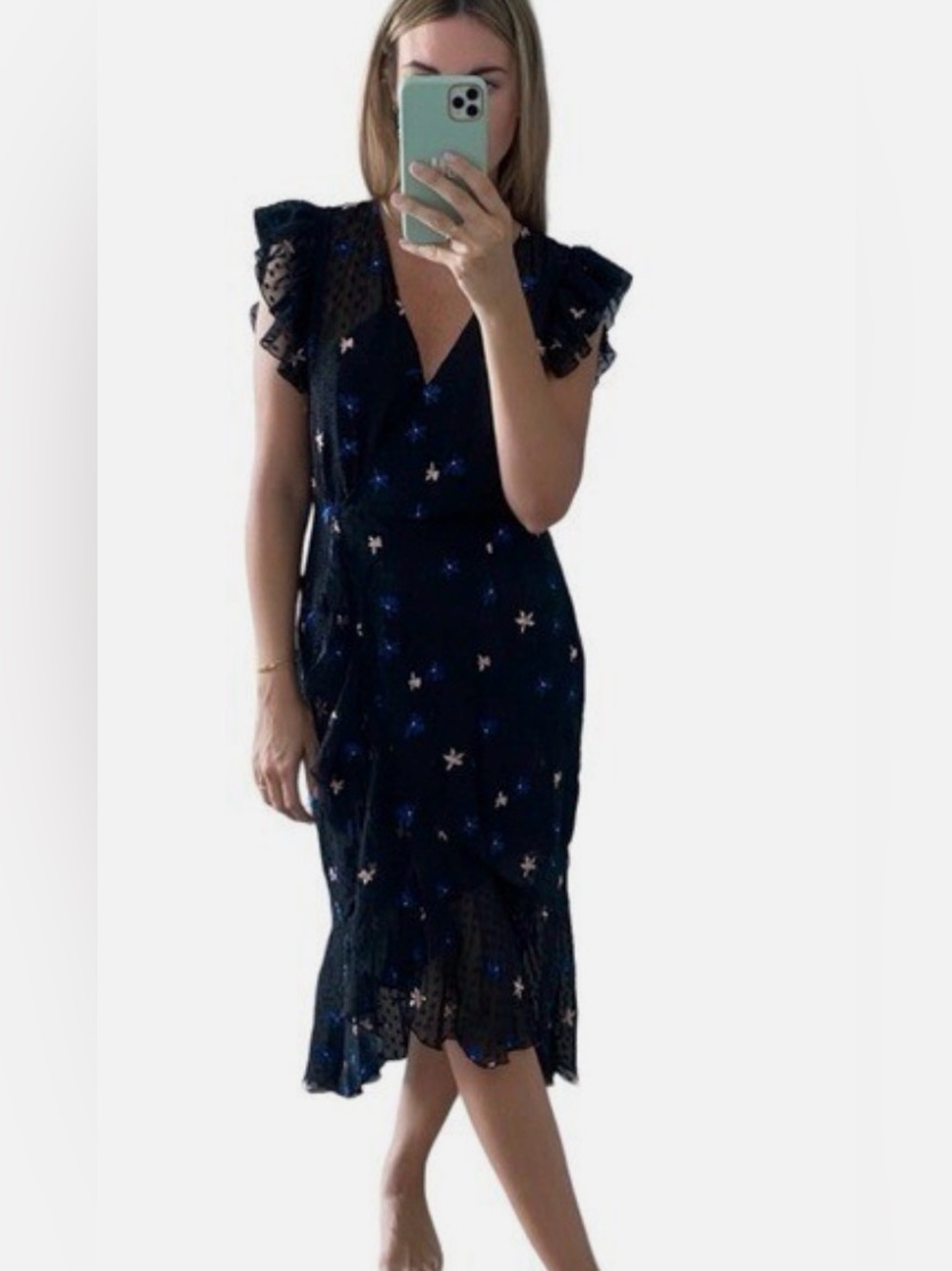 TALULAH Black Maxi Dress with Blue and Pink Floral Embroidery